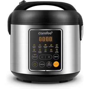 COMFEE' Rice Cooker, 4 Cups Uncooked, 8 Cups Cooked Slow Cooker, 2 Qt Small Multicooker with 10 Presets, Steamer & Grain Cooker, Non-Stick Inner Pot