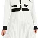 GRACE KARIN Girls Sweater Fall Dress Long Sleeve Knit A Line Contrast Casual Winter Dresses 6-14Y (Ivory)