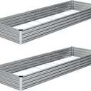 10x3x1FT(2PCS) Galvanized Raised Garden Bed Kit Metal Planter Boxes,Large Outdoor Planters Garden for Planting Vegetables,Flowers,Herbs -Silver