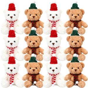 Hungdao 12 Pcs Valentine Bear Stuffed Animal Plush Toys Bulk 9.84 Inch Small Cute Bear with Heart Adult Gifts for Girlfriend Birthday Party Wedding Mother's Day
