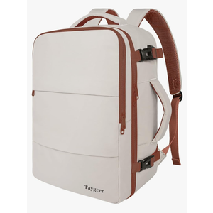 Taygeer Backpack for Women, College Backpack with Laptop Compartment & Shoe Pouch, 35l Travel Laptop Mochila Carry On Luggage, Airline Approved Personal Item Bag For Weekender Gym Hiking, Khaki White, Large