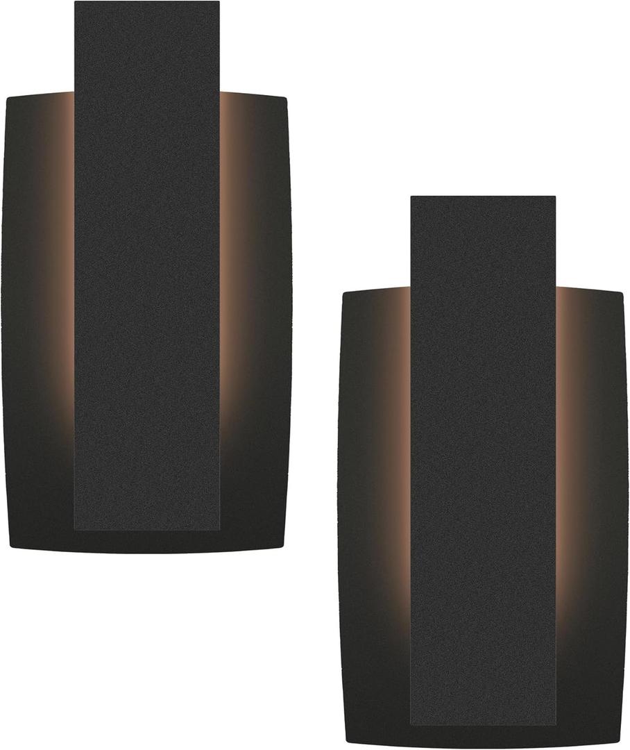 LamQee Modern Outdoor Wall Lights For House LED Integrated, Aluminum Outdoor Porch Light Fixture Wall Mount, 3000K 10W Exterior Wall Sconce Lighting Patio Front Door Garage Indoor, 2 Pack, Matte Black