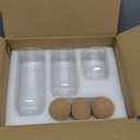 Glass Storage Jars with Ball Cork Lids - 3 Pcs Set, Decorative Round Glass Canisters, Wood Ball Lids, Sizes: 500ML/17Oz, 800ML/27Oz, 1000ML/34Oz