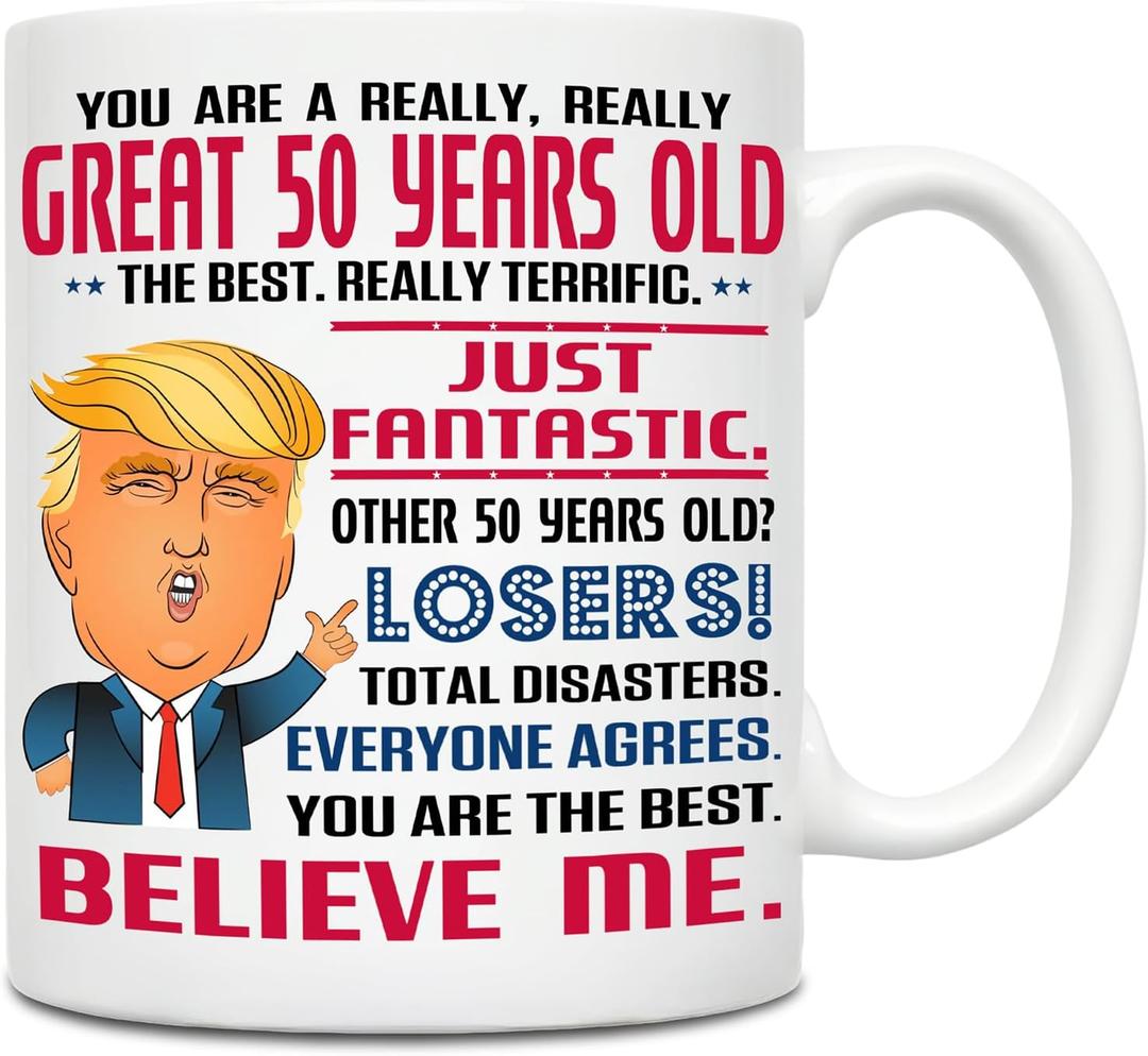 50th Birthday Gifts for Women Men - Funny 1975 Turning 50 Year Old Birthday Gift Ideas for Him, Her, Wife, Husband, Mom, Dad, Sister, Aunt, Best Friends, BFF, Coworkers, 11 oz Tea Cup Coffee Mug
