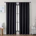 Simplebrand Ava Black Blackout Curtains for Bedroom, 78 Inch Length, 2 Panels Set, Privacy Thermal Insulated Rod Pocket Window Curtains for Patio, French Door, W40 x L78 Inch