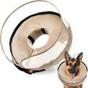 BARKLESS Dog Cone, Inflatable Dog Cone After Surgery for Small Medium Large Breeds, Soft Surgery Collar with Enhanced Anti-Licking Guard Shield for Pets, Protective Donut Collar (M+ (Neck:11"-14"), Tan)