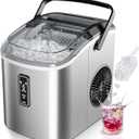 EUHOMY Ice Maker Countertop with Carry Handle, 9 Cubes Ready in 6 Mins, 26.5lbs/24H, Self-Cleaning, 2 Sizes of Bullet Ice with Basket and Scoop, Portable Ice Maker Machine for Home, Kitchen, Office