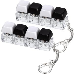 2 PCS Keyboard Fidget Toy, 4-in-1 Keyboard Button Clicker Keychain, Push Bubble Sensory Fidget Toys for Kids Adults to Relief Pass Time (Black White)