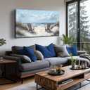 Coastal Wall Art Light Blue Canvas Landscape Art Print Beach Wall Decor Large Seascape Picture 24" x 48" Artwork for Living Room Bedroom Office