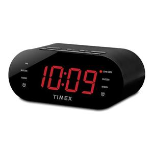 Timex Alarm Clock for Bedroom with FM Radio and 10 Station Presets, Clock Radio with Dual Alarms, USB Charger, Large Display, Sleep Timer, and Snooze – Black (T232B)
