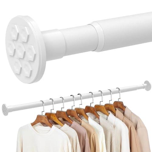 No Drilling Closet Rod, 27.5-39 Inches Hanging Closet Rod for Clothes, Closet Bar & Pole Heavy-duty, Closet Rods for Hanging Clothes For Closet Wardrobes Bathroom Laundry RV Curtains,White