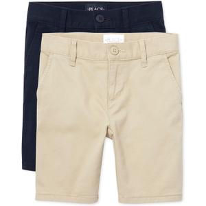 The Children'S Place Girls Chino Shorts (12, Sandy/Tidal 2-pack)