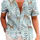 KYKU Hawaiian Shirts for Men Santa Claus Party Casual Button Down Short Sleeve Shirt with Pocket XL