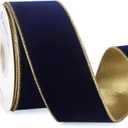 Ribbli Navy Velvet Wired Ribbon 2.5 Inch Luxury Matte Velvet Christmas Ribbon for Gift Wrapping Christmas Tree Decoration Crafts Wreaths Supplies - 10 Yards