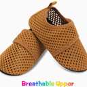 JIASUQI Baby Boys and Girls Barefoot Swim Water Skin Shoes Aqua Socks for Beach Swim Pool (12-18 Months Infant, Mesh Brown)