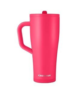 Ice Shaker 32 oz Tumbler with Handle and Straw | 32oz Black | Cold for 30+ Hours | 2-in-1 Tumbler Shaker Bottle | Odor-Free 32 ounce Bottle for Water, Protein Shakes, Smoothies, Cocktails