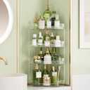 4-Tier Corner Bathroom Counter Organizer, Diamond-Shaped Corner Makeup Organizer Countertop, Easy to Install, Suitable for Bathroom, Dresser, Storage for Cosmetics, Skincare, Perfume, Clear