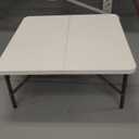 Byliable 34" Square Folding Card Table, Fold-in-Half Utility Dining Portable Table Heavy Duty HDPE White Plastic Foldable with Carrying Handle Indoor Outdoor for Picnic, Camping, Party