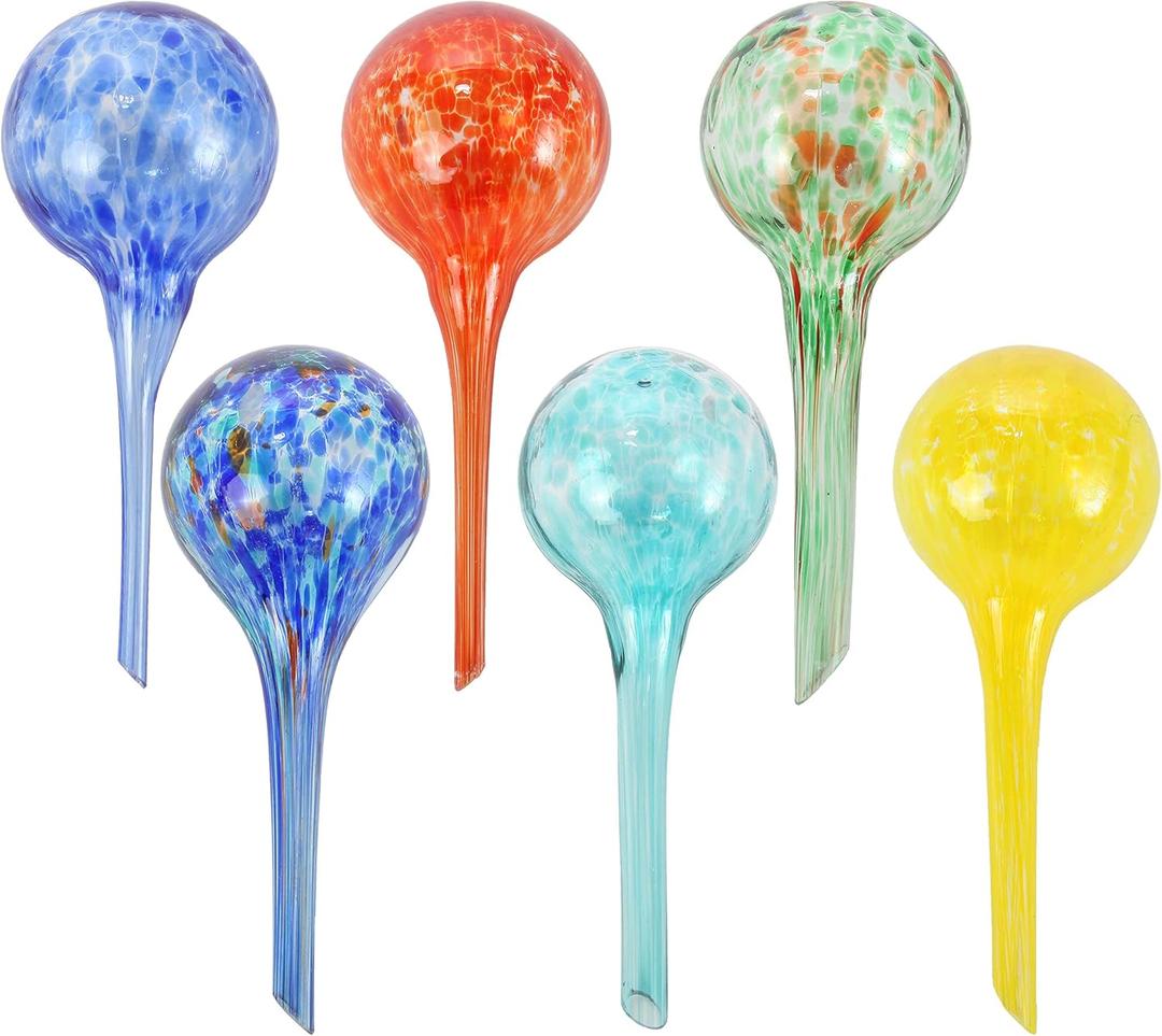 Trenton Gifts 6-Pack Plant Watering Globes - Self Watering Bulbs for Indoor & Outdoor - Hand-Blown & Colorful Aqua Globes - Measures 6" L x 2.5" D, 150ml