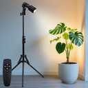 Spot Lights Indoor Tall, 22-63.5 Adjustable Tripod & 10W E26 Replaceable 15 to 60 Zoomable Floor Spotlight Indoor, Dimmable 6000K Up Light with Remote, Aluminum Plant Grow Light, Black