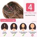 Hair Toppers for Women Thinning Hairs 24 Inch Long Layered Topper Curly Synthetic Wiglets Pieces Lace Hand-Tied Hairline Synthetic Heat Resistant Clip on Hair Topper for Women Copper Brown