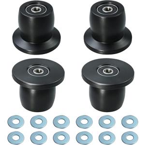 Qty.4 Machined Wheels/Rollers Compatible with Total Gym Replacement, Fits Models XL, XLS, & Fit with Bearings Thru Hole of 1/4'' in Diameter, Black