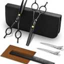 Hair Cutting Scissors Thinning Shears Kit ULG Professional Barber Hairdressing Texturizing Salon Razor Edge Scissor Japanese Stainless Steel 6.5 inch BLK