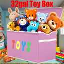 YOLOXO Toy Box Chest, Collapsible Sturdy Storage Bins with Lids, Extra Large Kids Toy Storage Organizer Boxes Bins Baskets for Kids, Boys, Girls, Nursery Room, Playroom, Closet (Classical Pink)