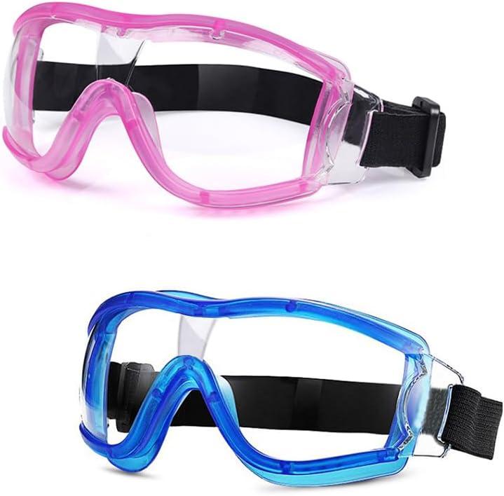Kids Safety Goggles, Kids Lab Goggles,Soft silicone nose cushion and adjustable headband (Blue+pink)