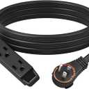 DEWENWILS 15FT Flat Plug Extension Cord, 360 Rotating Plug, 3 Prong Ultra Thin Power Strip, 13A/125V/1625W, 16 Awg Grounded Flat Power Cable for Indoor Narrow Space, SPT-3, ETL Listed, Black