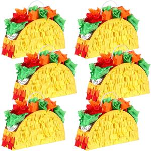 Junkin 10 Pcs Mini Mexico Taco Piñatas for Cinco de Mayo Party, Little Fiestas Piñata for Mexican Decorations Piñatas Celebrate Birthday Party Mexican Carnivals Taco Tuesday Event