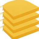 Outdoor Chair Cushions for Patio Furniture - Patio Chair Cushions Set of 4 - Water Resistant Round Corner Outdoor Seat Cushions 17"X16"X2", Yellow (Solid Color/ Yellow)
