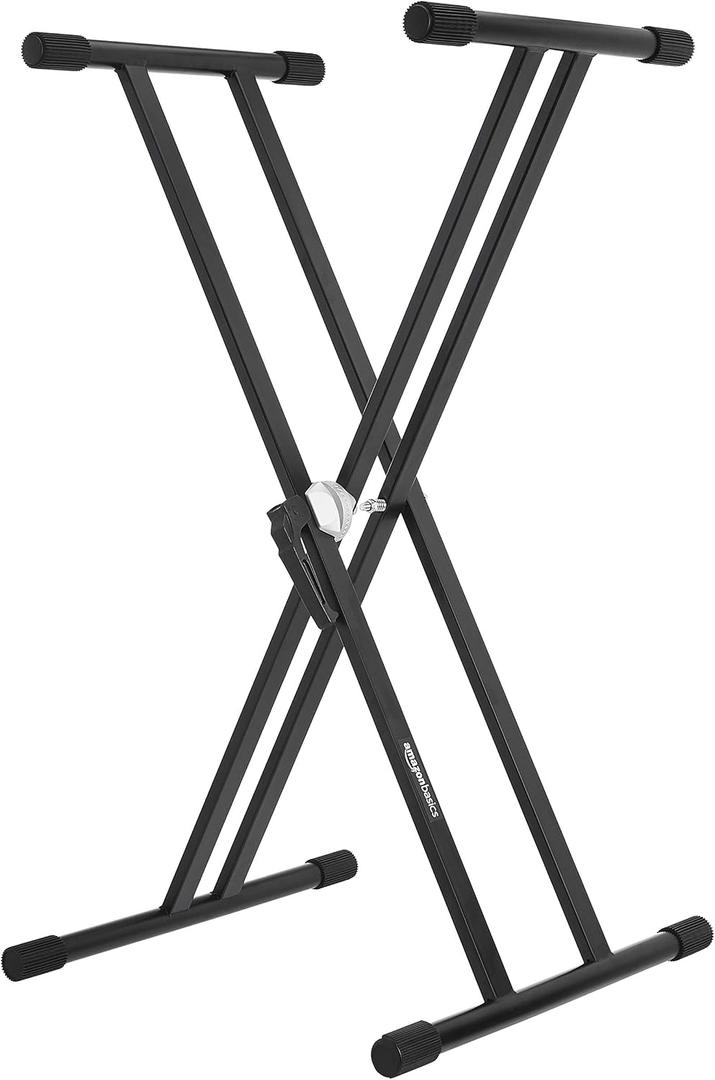 Amazon Basics Sturdy Keyboard and Piano Stand, Heavy-Duty Adjustable Height, X-Shape Design, Durable, Black, 27.5 to 38.2 inches