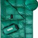 Covacure Camping Blanket - Outdoor Travel Blanket, Packable, Puffy Blanket, Lightweight & Warm Quilt for Camping, Hiking, Backpacking, Outdoors, Travel, Beach (Down Green)