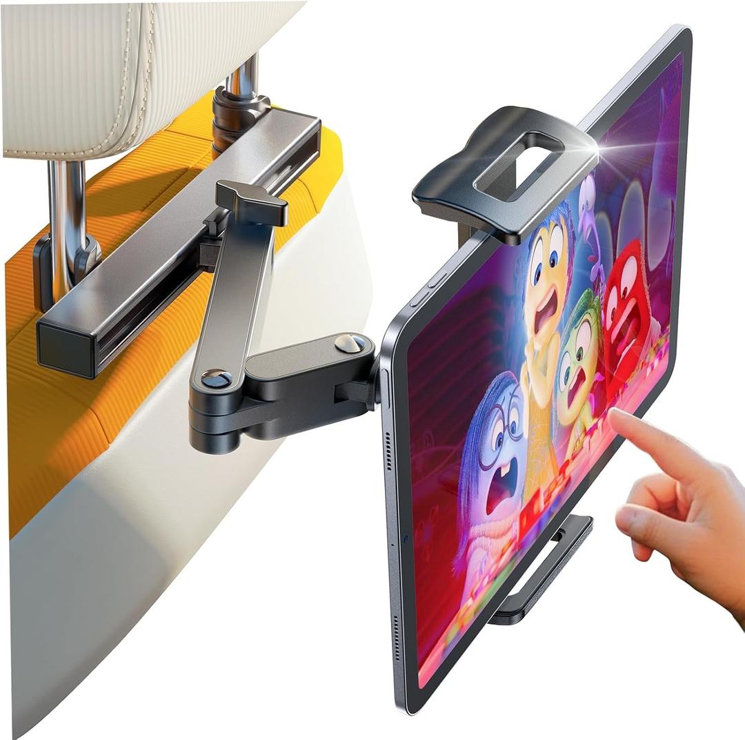 LISEN Tablet Holder for Car Headrest, iPad Holder for Car Backseat Road Trip Essentials for Kids, Headrest Tablet Mount - [95% Backseat Coverage], for iPad Pro Air Mini Galaxy All 4.7-11.9" Devices