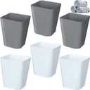 Eccliy Pack Plastic Trash Can with 3 Rolls of Trash Bags Small Wastebasket Garbage Bin Container for Bathroom, Bedroom, Home Office, Living Room, Kitchen (Gray,White)