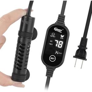 Hygger Ceramic Submersible Aquarium Heater, New Explosion-Proof Fish Tank Water Heater with External Temp Controller Auto Thermostat Heater for Saltwater Freshwater (15W for 1~5 Gallon) Blac