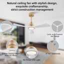 42 Inch White and Gold Ceiling Fans with Lights Remote Control, Quiet DC Motor Ceiling Fan, 3CCT White Ceiling Fan with Light, Bedroom Living Room Indoor Outdoor Ceiling Fans
