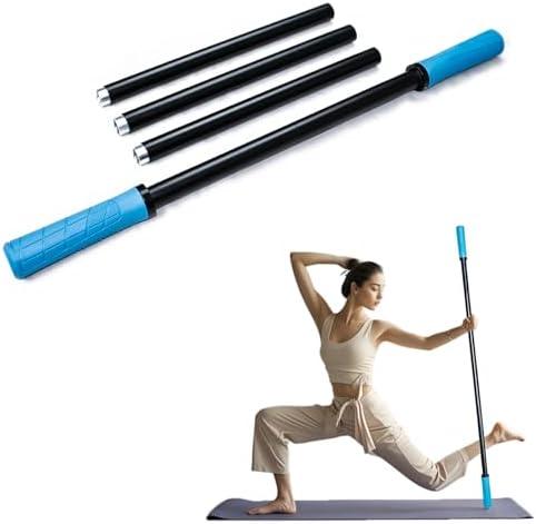 Huangyunming Yoga Stick 5 ft Sturdy Steel, Adjustable Stretching Stick for Mobility, Flexibility and Balance, Versatile Exercise Stick with 5 Steel Rods & rubber Handles