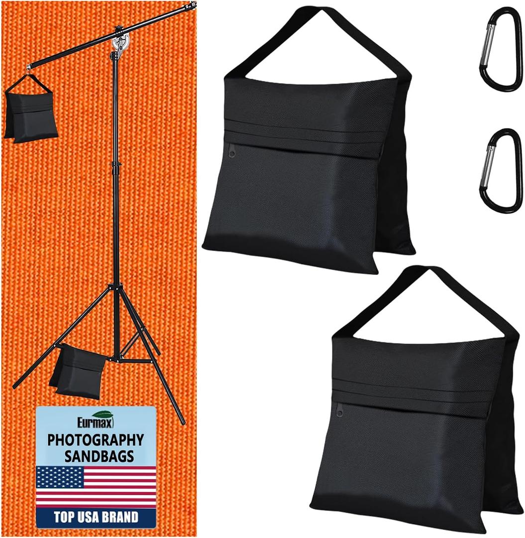 Eurmax USA Photography Sand Weight Bags Heavy Duty Saddlebags for Photography Video Equipments, Backdrop Stand, Light Stand,Photo Tripod, Canopy Tent, Umbrella Base, Fishing Chair,Picnic Table 2-Pack