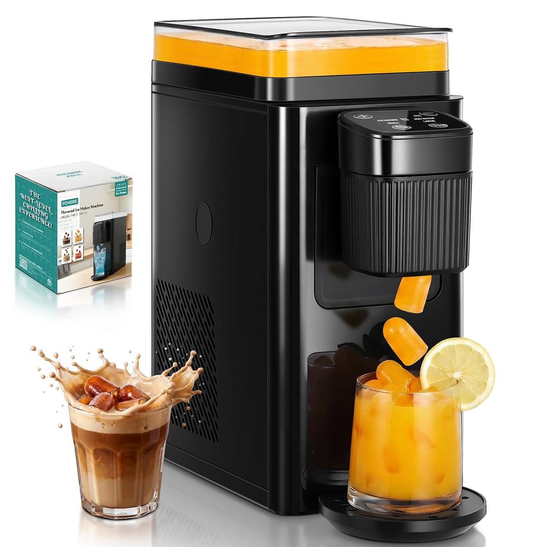 FOHERE Flavored Ice Maker, 5 Cubes/5 Mins, 26 Lbs/Day, Home/Kitchen/Camping