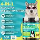 Woyamay 4-IN-1 Flea and Tick Prevention for Dogs, 500 Crunchy Dog Flea Chews, Dog Flea Treatment, Natural Oral Flea Treatment for Dogs, Daily Support for Flea, Skin & Coat, Gut, Immune, Chicken Flavor