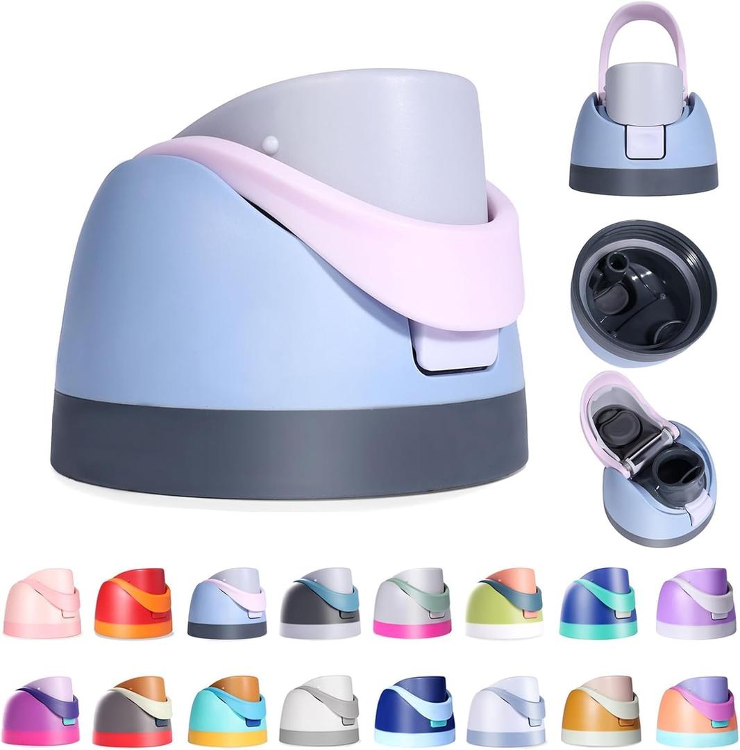 Ruzkq Replacement Lid for Owala, Compatible with Owala Cup 16oz 24oz 32oz 40oz, One Button Water Bottle Top Lid Replacement Accessory, Leakproof, BPA-Free (Blue-Pink)