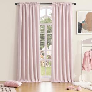 DONREN Blush Pink Room Darkening Soft Curtains - 108 Inch Length for 9 Foot High Ceiling Window,Baby Pink Rod Pocket Drapes/Curtains for Livingroom,52W x 108L,2 Panels