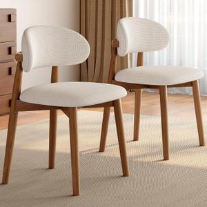 Wooden Dining Chairs Set of 2, Modern Fabric Upholstered Dining Room Chair, Kitchen Side Chairs, Mid Century Modern Dining Chairs, Farmhouse Dinner Chair for Kitchen Dining Room (Walnut), Small
