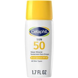Amazon.com: Cetaphil Sheer Mineral Liquid Sunscreen for Face, 100% Mineral UVA/UVB Filters, Zinc Oxide Broad Spectrum SPF 50 Formulated for Sensitive Skin, Unscented, 1.7 Fl Oz : Beauty & Personal Care