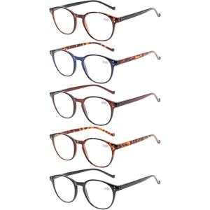 NORPERWIS 5 Pairs Reading Glasses - Standard Fit Spring Hinge Readers Glasses for Men and Women (5 Pack Mix Color, 1.00)