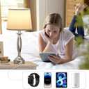 Seealle Touch Bedside Lamps for Nightstand Set of 2 - Bedroom Lamps with USB C+A, 3 Way Dimmable Nightstand Lamps, Brushed Nickel Table Lamps for Living Room (Bulbs Included)