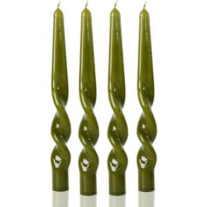 MAITREYA Olive Spiral Taper Candles Conical Stick Candles Taper Candles-Set of 4 for Decoration Weddings Party Church-Unscented Dripless Candles,10inch(Olive)