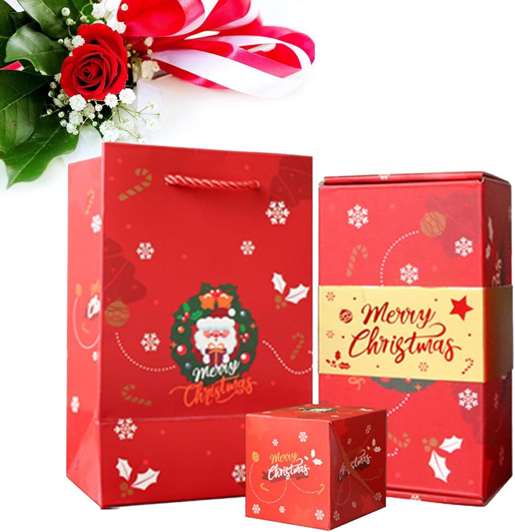 DYFCNP Surprise Gift Box Explosion, Merry Christmas Surprise Gift Boxes for Money and Birthday,2025 Newly Upgrade Pop-Up Explosion Boxes, Folding Christmas Money Box Set (Red 10 Boxes)